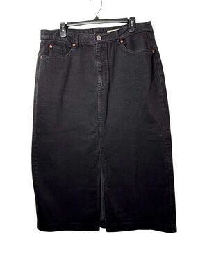 Black High-Waist Pencil Denim Skirt
